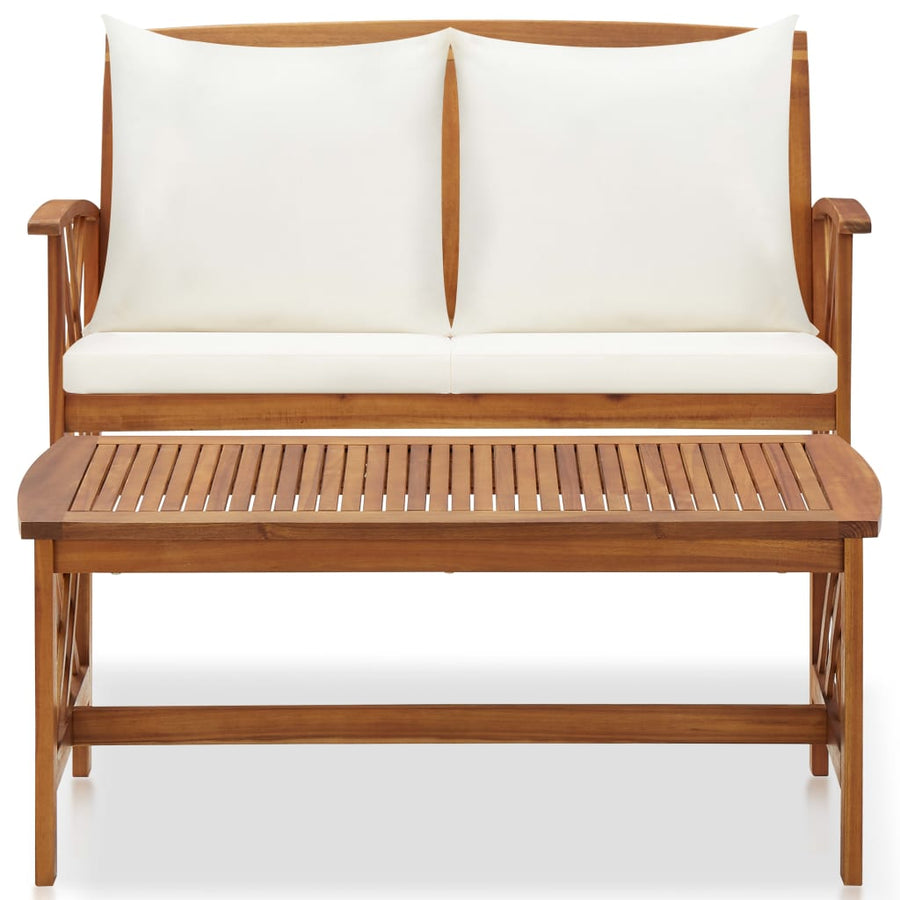 -Delige Loungeset Met Kussens Massief Acaciahout Bruin en wit
