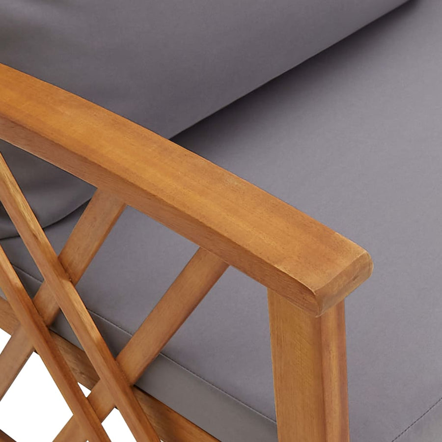 -Delige Loungeset Met Kussens Massief Acaciahout Bruin en grijs