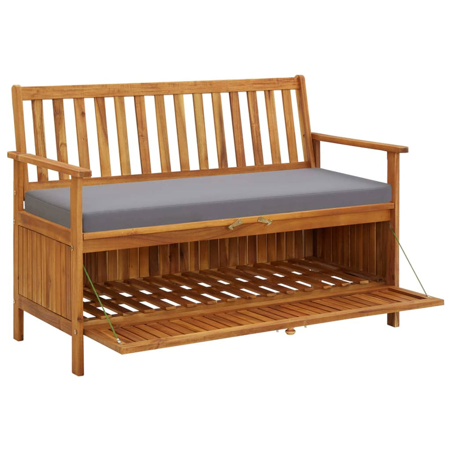 Tuinopbergbank 20 Cm Massief Acaciahout 120 x 63 x 84 cm Bruin en grijs