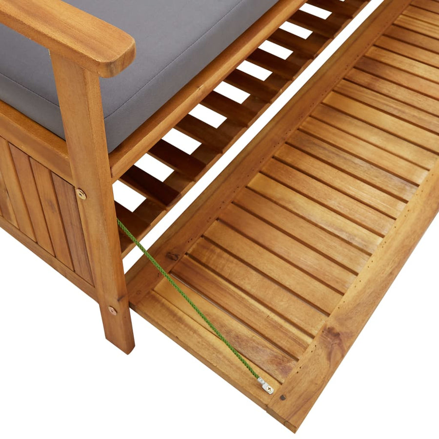 Tuinopbergbank 20 Cm Massief Acaciahout 120 x 63 x 84 cm Bruin en grijs