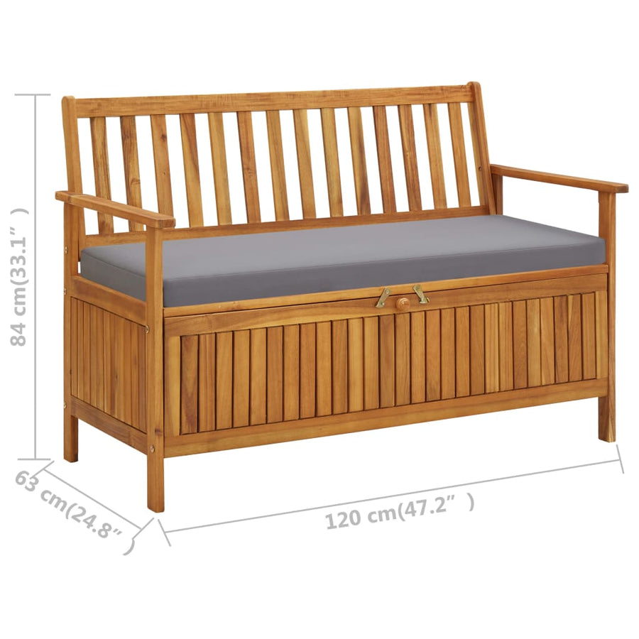 Tuinopbergbank 20 Cm Massief Acaciahout 120 x 63 x 84 cm Bruin en grijs