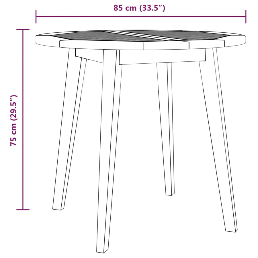 Tuintafel Ø85X75 Cm Massief Acaciahout Ø 85 x 75 cm