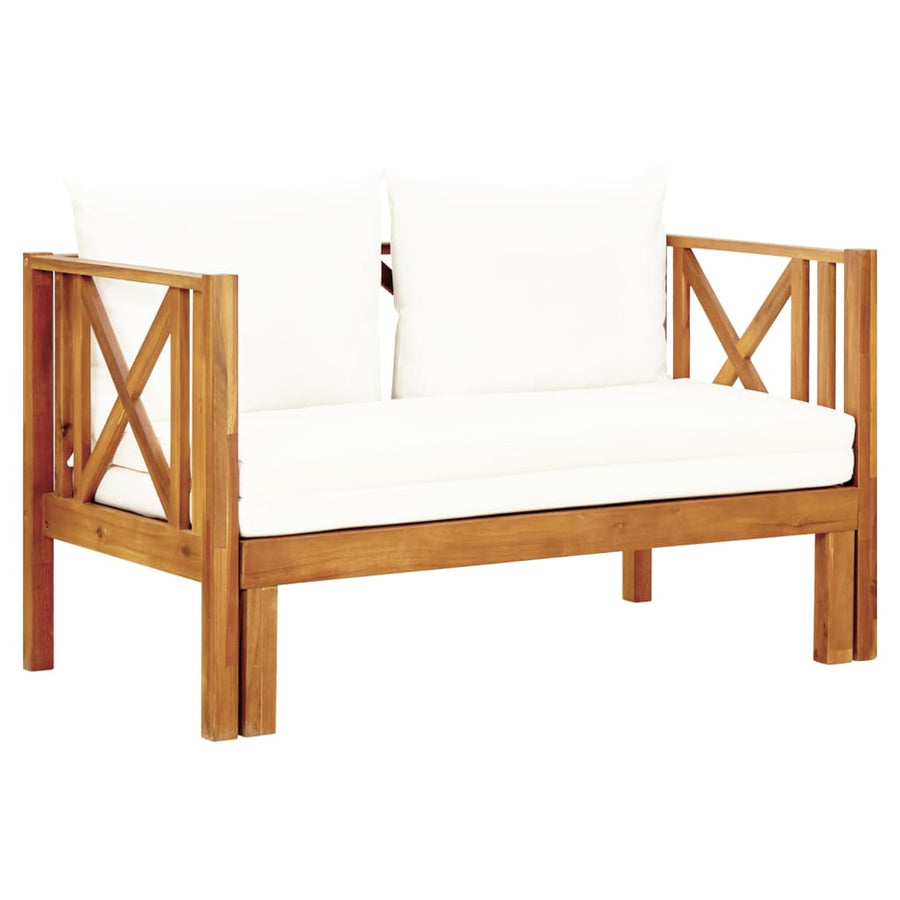 Tuinbank 2-Zits Met Kussens Massief Acaciahout Crème 122 cm