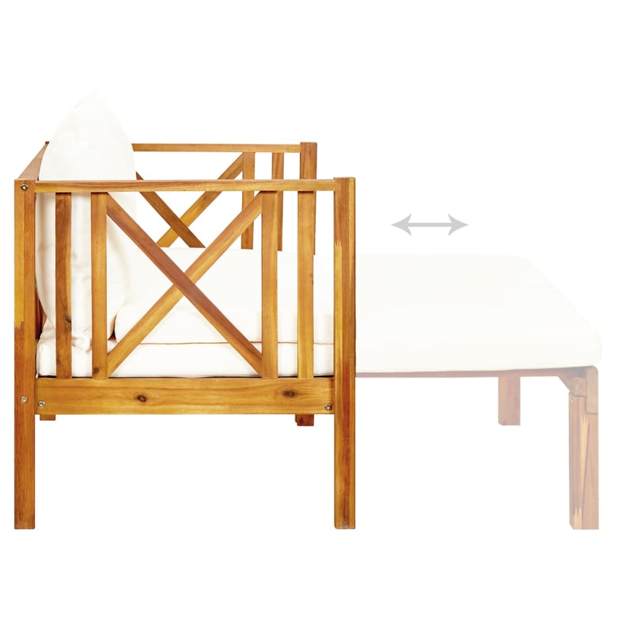 Tuinbank 2-Zits Met Kussens Massief Acaciahout Crème 122 cm