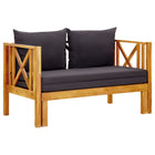 2-seater garden bench with cushions 122 cm solid acacia wood