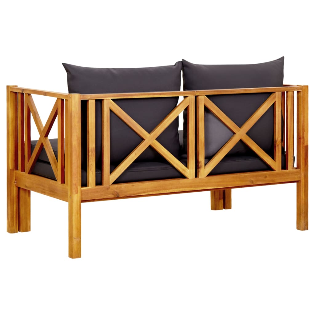 Tuinbank 2-zits met kussens 122 cm massief acaciahout