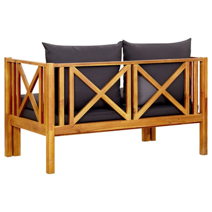 Tuinbank 2-zits met kussens 122 cm massief acaciahout