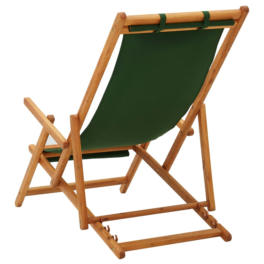 Strandstoel Inklapbaar Massief Eucalyptushout En Stof Groen 1