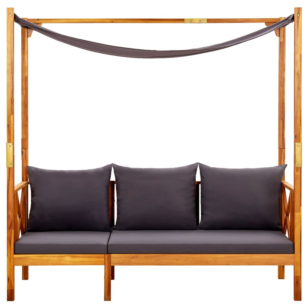 Tuinbank Met Luifel Massief Acaciahout Donkergrijs