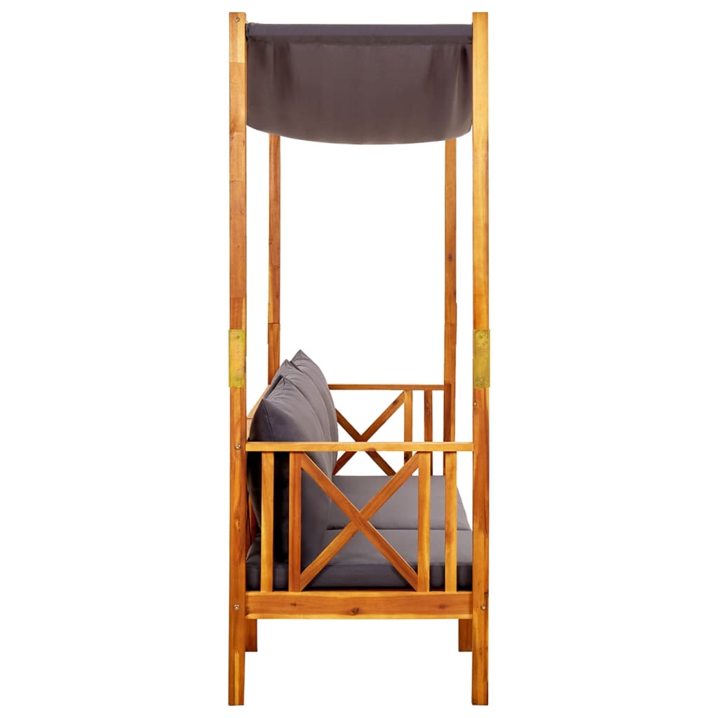 Tuinbank Met Luifel Massief Acaciahout Donkergrijs