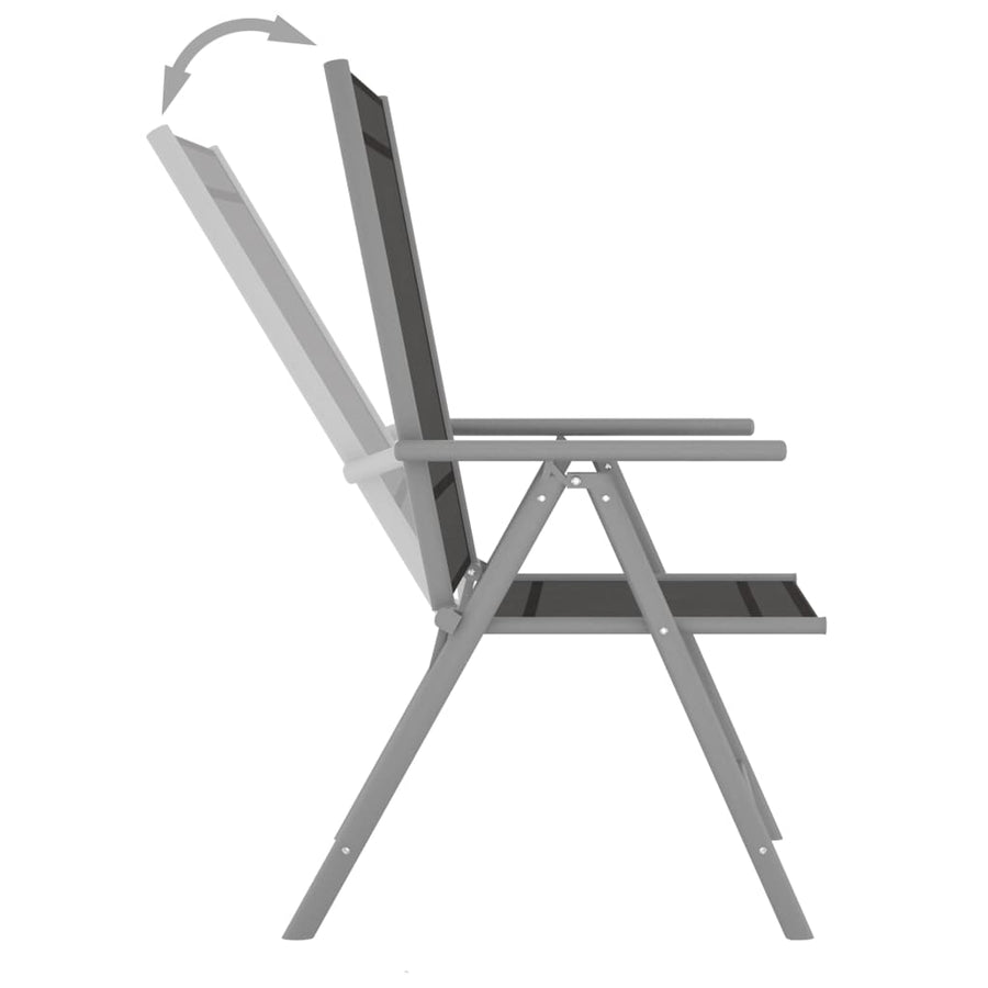 Tuinstoelen Inklapbaar Textileen 1 2 Zwart en zilver