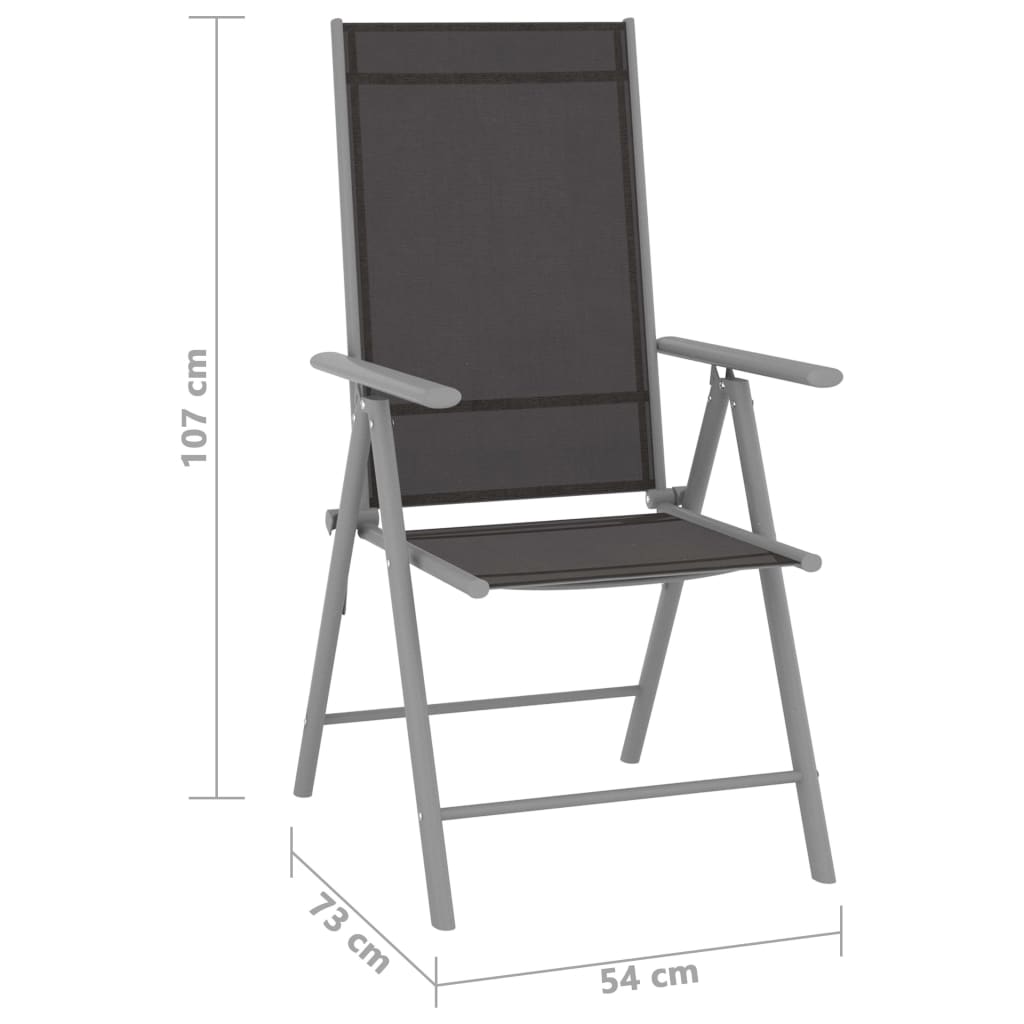 Tuinstoelen Inklapbaar Textileen 1 6 Zwart en zilver