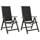 Garden chairs 2 pcs foldable textilene aluminium black