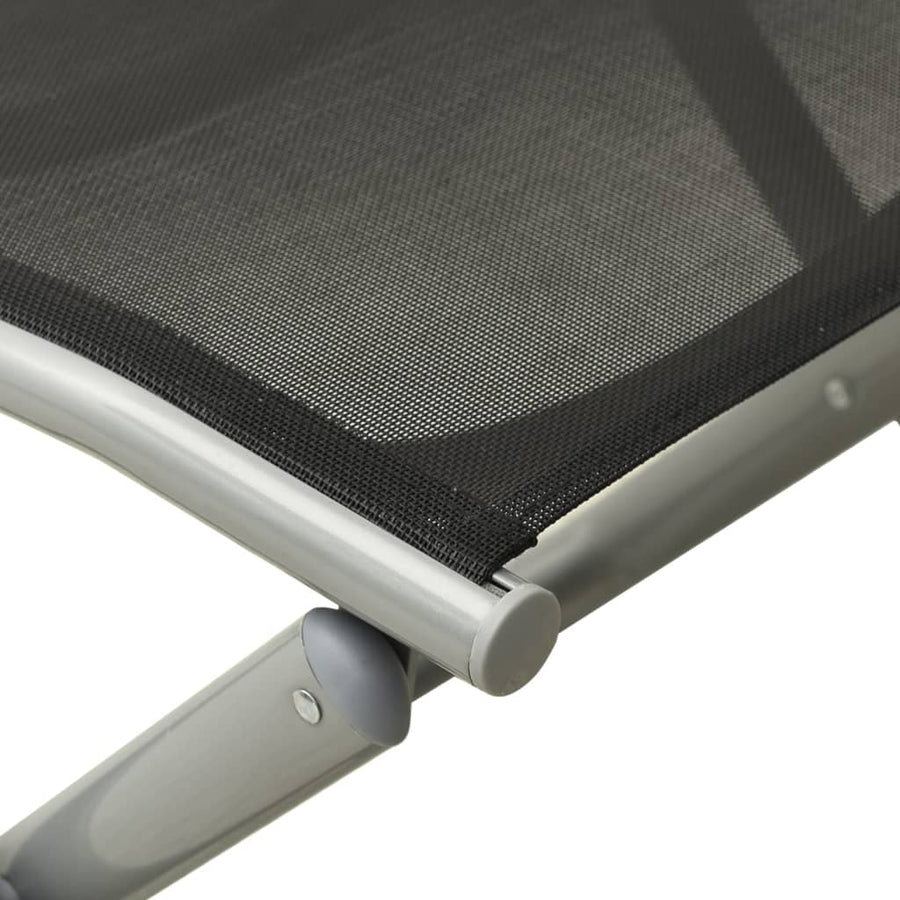 Voetensteun Inklapbaar Textileen En Aluminium Zwart Zilverkleur
