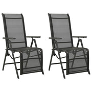 Tuinstoelen 2 stuks verstelbaar textileen aluminium zwart
