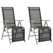 Tuinstoelen 2 st verstelbaar textileen aluminium zilver