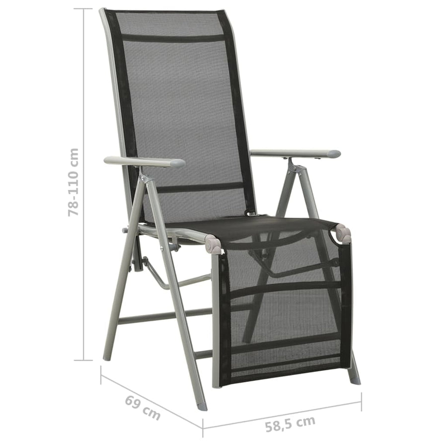 Tuinstoelen Verstelbaar Textileen Aluminium Kleurig 2 Zilver