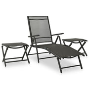Loungeset 3-delig textileen aluminium zwart