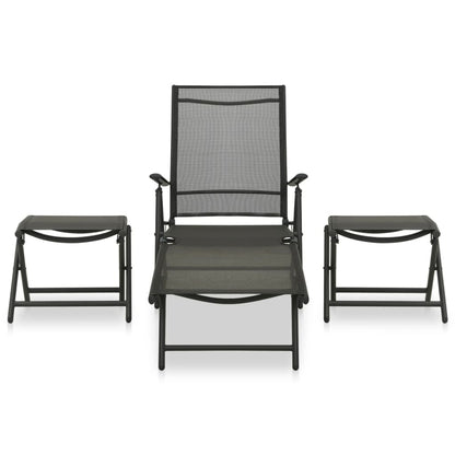 -Delige Loungeset Textileen En Aluminium Zwart