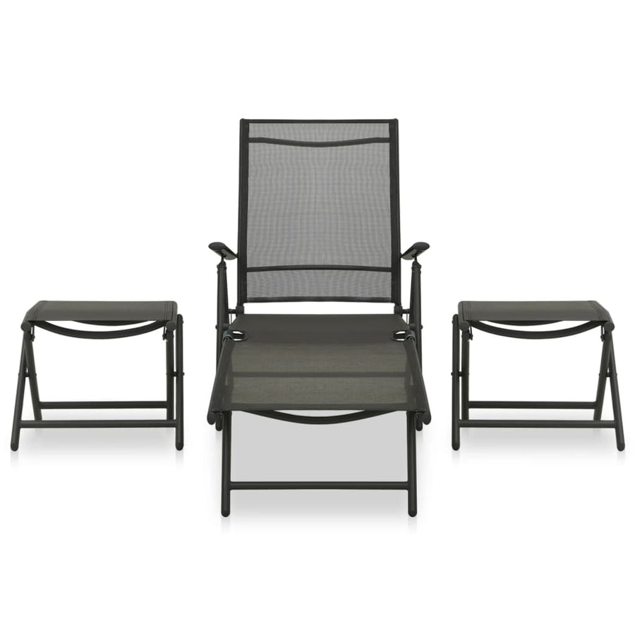 -Delige Loungeset Textileen En Aluminium Zwart