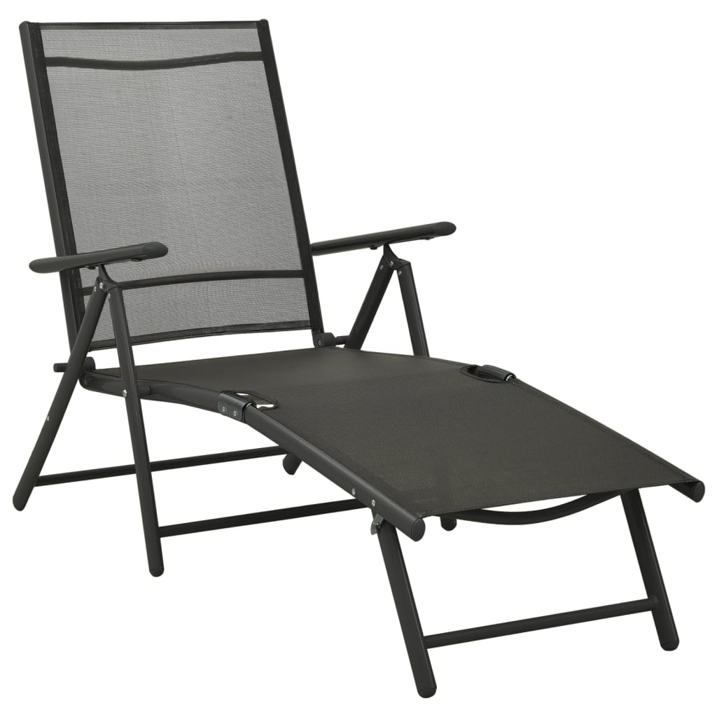 -Delige Loungeset Textileen En Aluminium Zwart