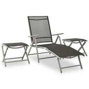 Loungeset 3-delig textileen aluminium zilver