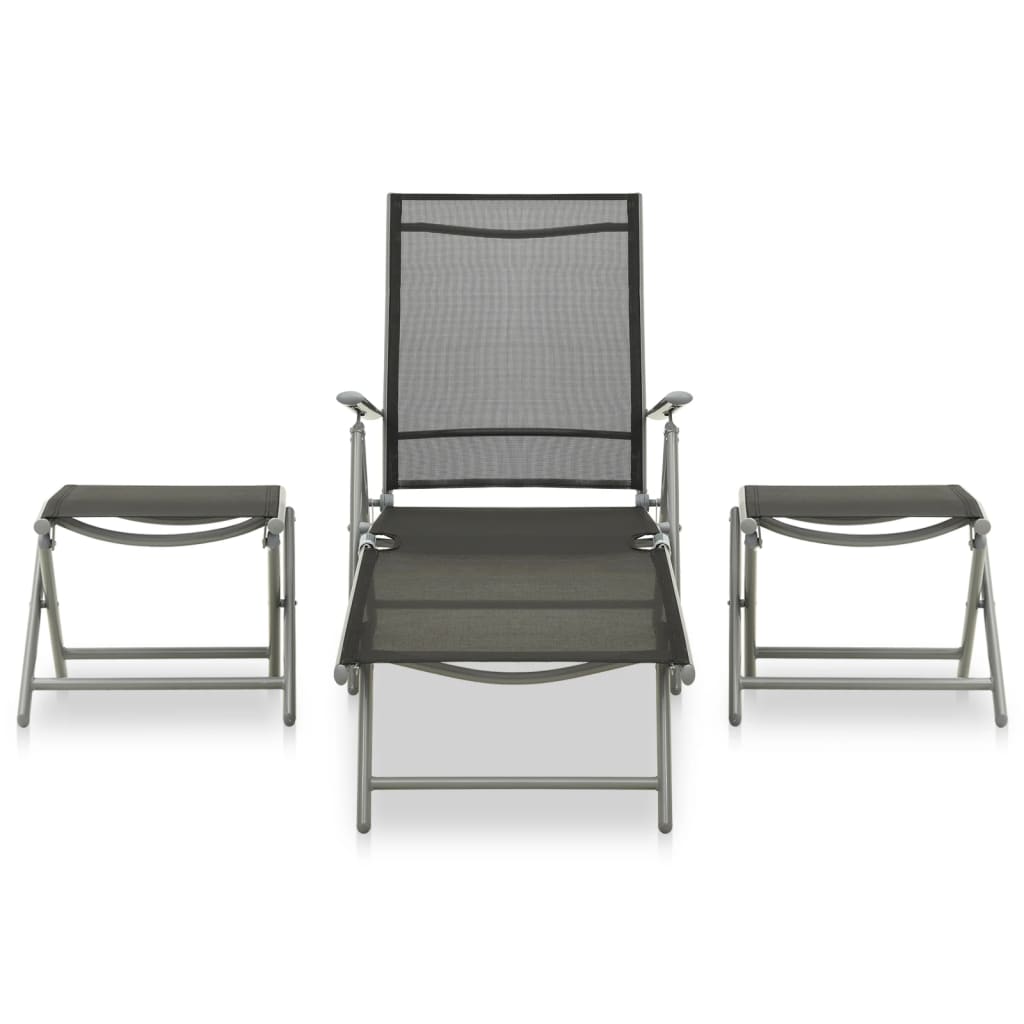 -Delige Loungeset Textileen En Aluminium Kleurig Zilver