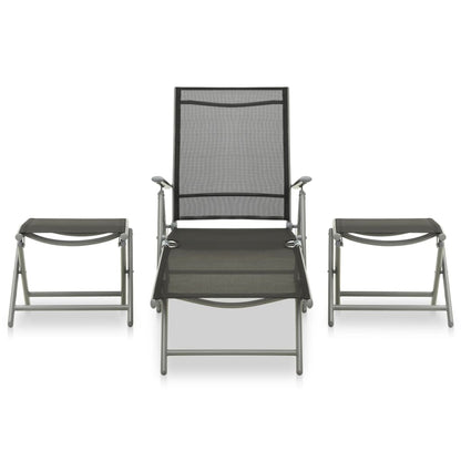 -Delige Loungeset Textileen En Aluminium Kleurig Zilver
