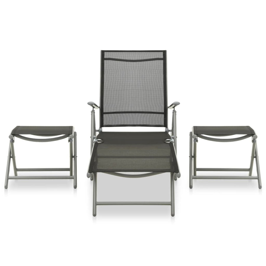 -Delige Loungeset Textileen En Aluminium Kleurig Zilver