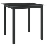 Garden Table 80x80x74 cm Aluminium and Glass Black