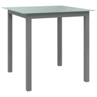Garden table 80x80x74 cm aluminum and glass light grey