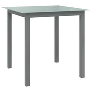 Garden table 80x80x74 cm aluminum and glass light grey