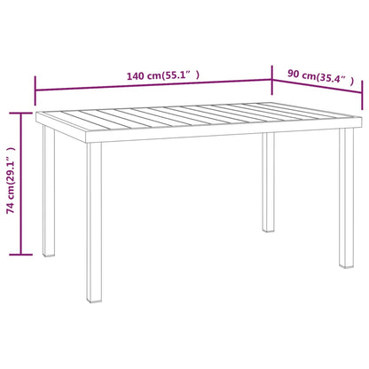 Tuintafel 140x90x74 cm aluminium en HKC zwart