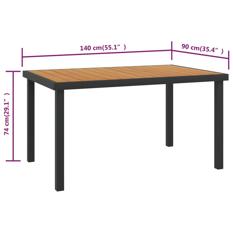 Tuintafel 140X90X74 Cm Aluminium En Hkc Bruin