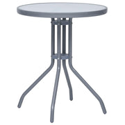 Tuintafel 60x72 cm staal glas lichtgrijs