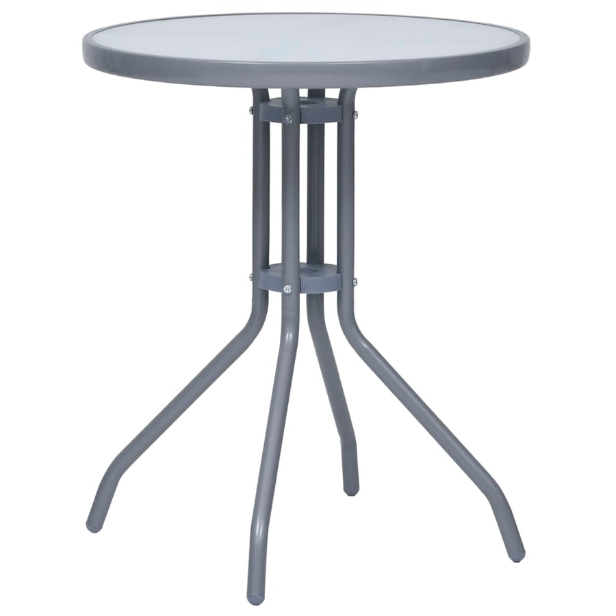Tuintafel 60 Cm Staal En Glas 60 x 72 cm Lichtgrijs