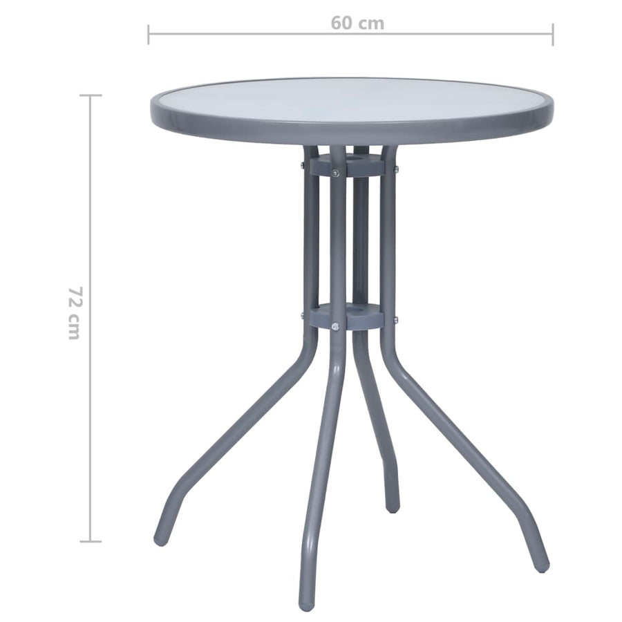Tuintafel 60 Cm Staal En Glas 60 x 72 cm Lichtgrijs
