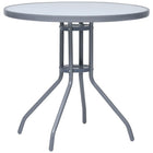 Tuintafel 80 cm staal glas lichtgrijs
