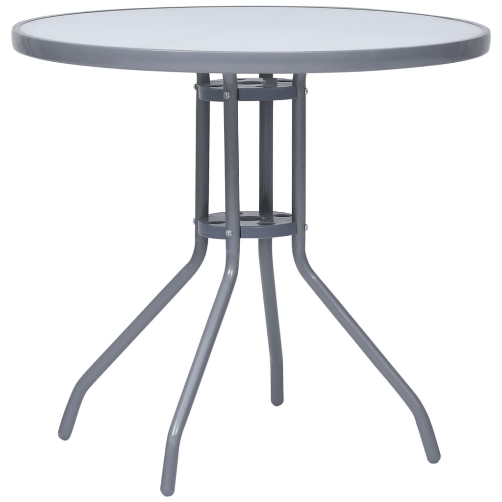 Tuintafel 80 Cm Staal En Glas 80 x 72 cm Lichtgrijs