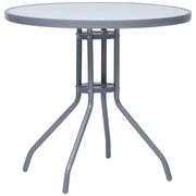 Tuintafel 80 cm staal glas lichtgrijs