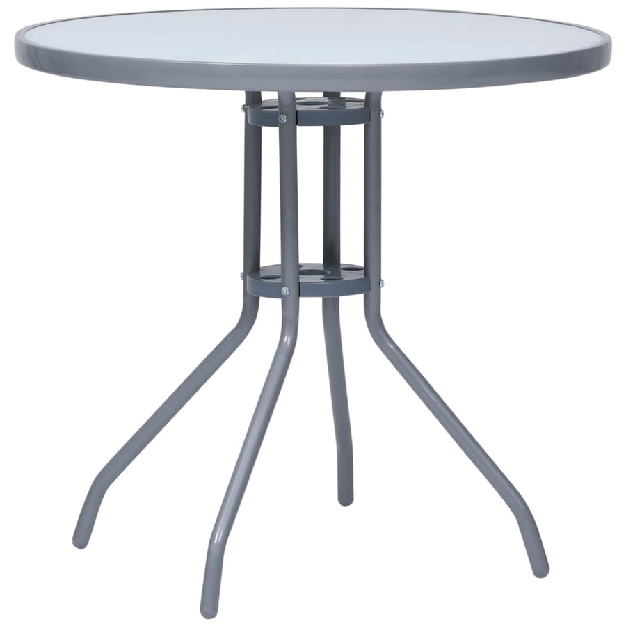 Tuintafel 80 Cm Staal En Glas 80 x 72 cm Lichtgrijs