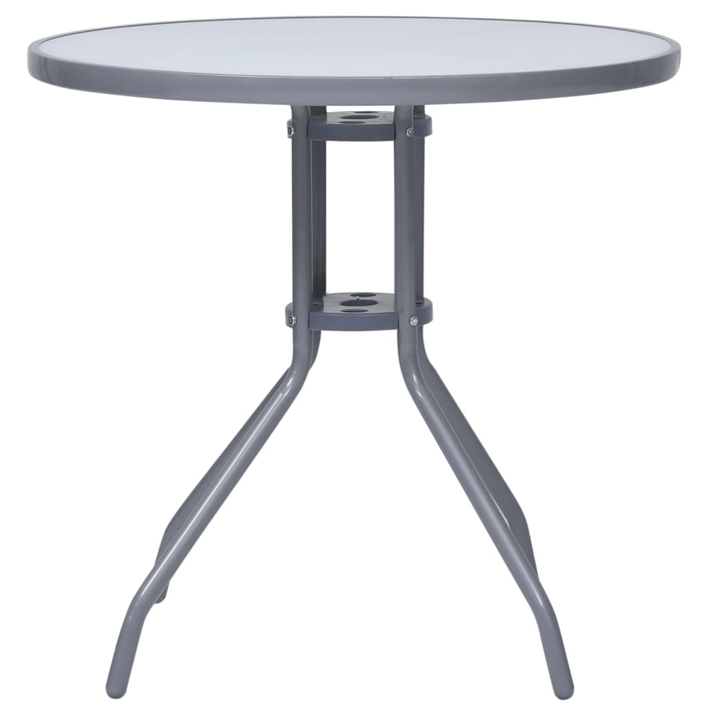 Tuintafel 80 Cm Staal En Glas 80 x 72 cm Lichtgrijs