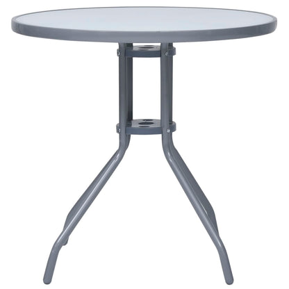 Tuintafel 80 Cm Staal En Glas 80 x 72 cm Lichtgrijs