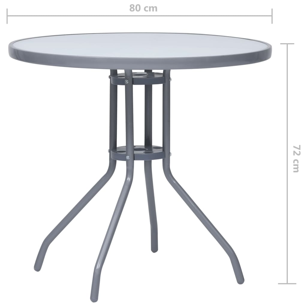 Tuintafel 80 Cm Staal En Glas 80 x 72 cm Lichtgrijs