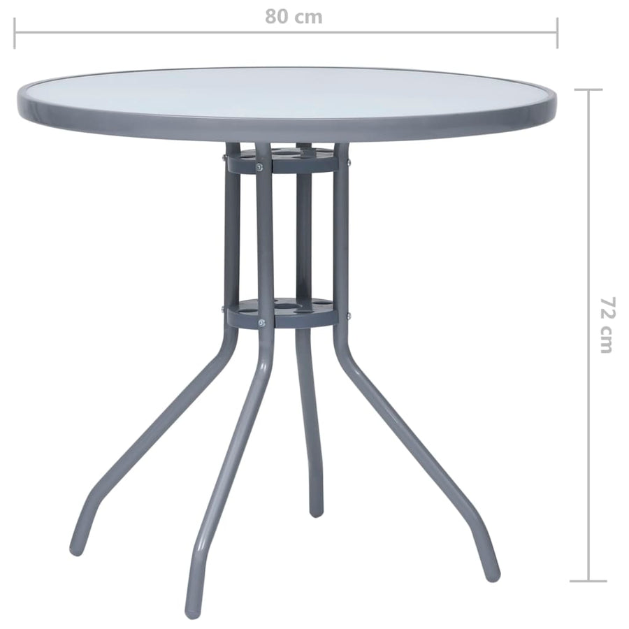 Tuintafel 80 Cm Staal En Glas 80 x 72 cm Lichtgrijs