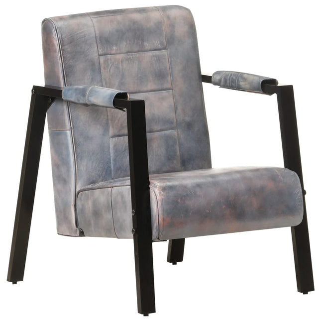 Fauteuil 60X80X87 Cm Echt Geitenleer Grijs