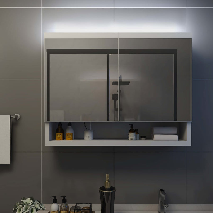 Badkamerspiegelkast Led 80X5X60 Cm Mdf Wit