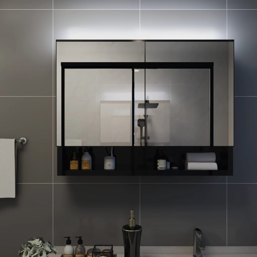 Badkamerspiegelkast Led 80X5X60 Cm Mdf Zwart