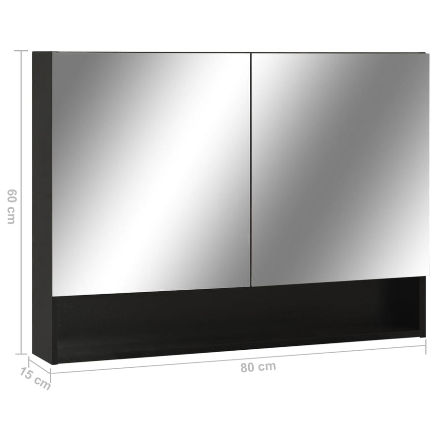 Badkamerspiegelkast Led 80X5X60 Cm Mdf Zwart