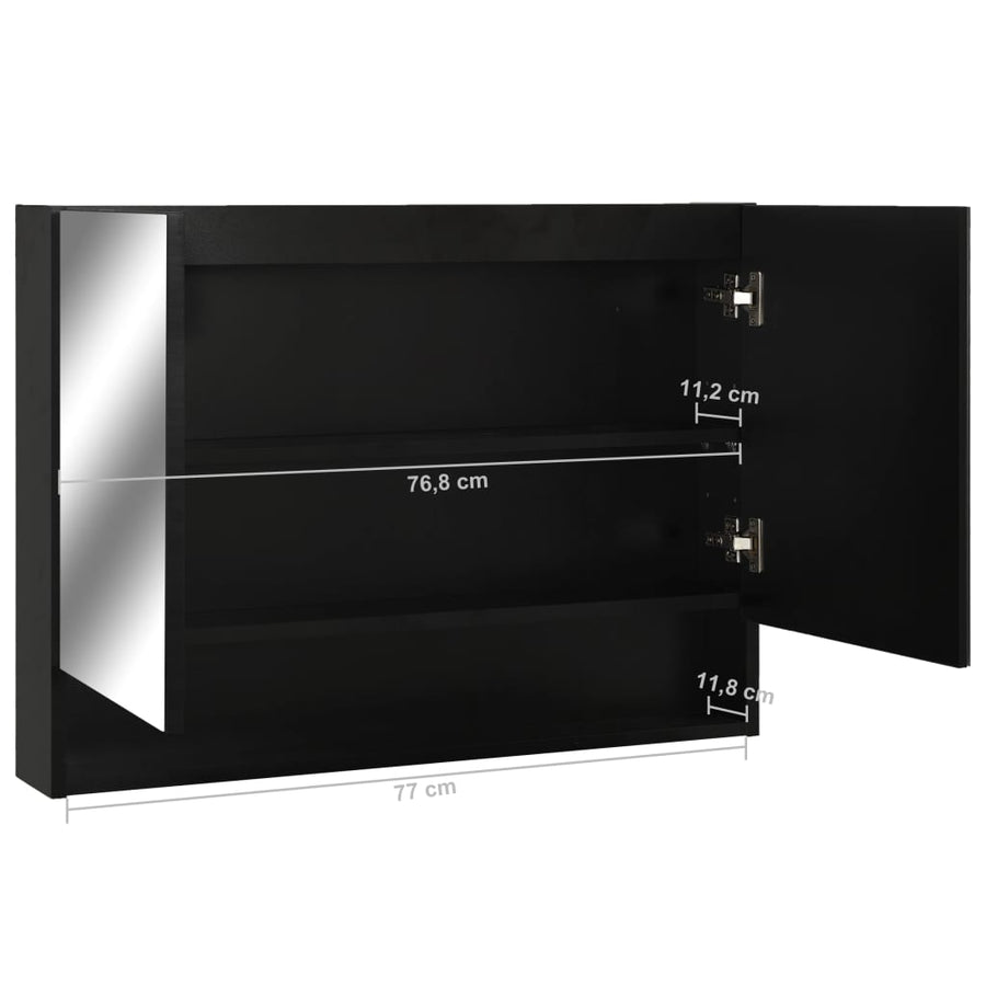 Badkamerspiegelkast Led 80X5X60 Cm Mdf Zwart